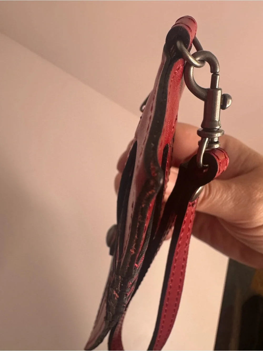 #436 Patricia Nash Slim Red Leather Card Holder Wristlet Wallet